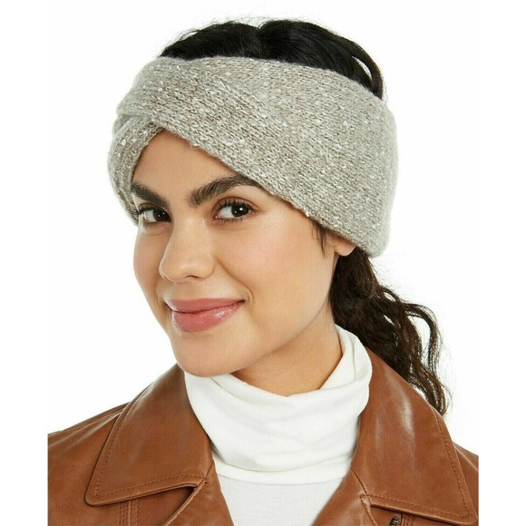 DKNY Womens Fleece Lined Copper Lurex Headband Gray Twist One Size‎ Fits Most - Picture 1 of 2